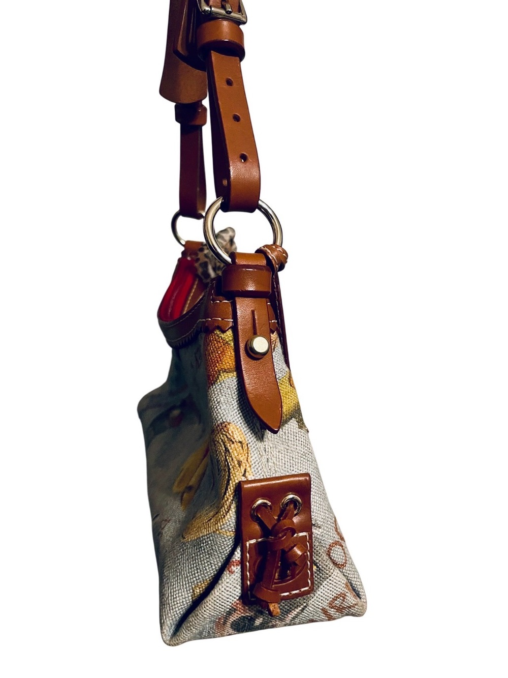 Dooney & Bourke Multicolor Printed Canvas Shoulder Bag with Tan Leather Trim - Picture 5 of 5